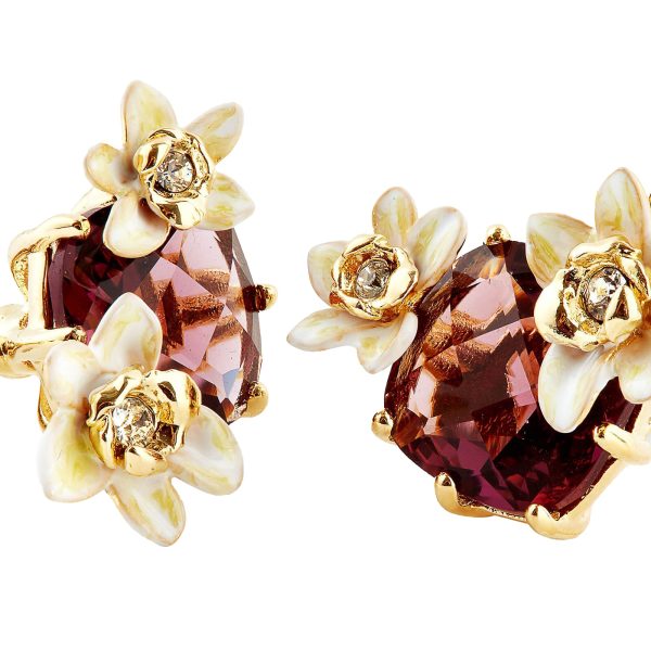 Les Nereides Faceted Glass And Vanilla Flower Clip-On Earrings Supply