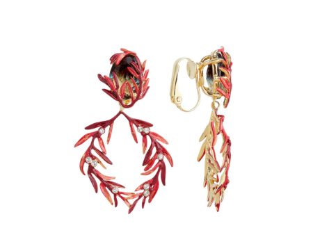 Les Nereides Foliage Stones And Small Crystal Clip-On Earrings Online Hot Sale