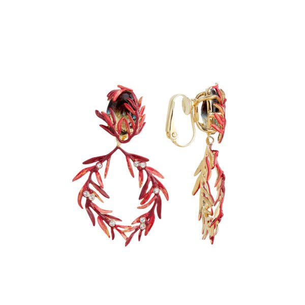 Les Nereides Foliage Stones And Small Crystal Clip-On Earrings Online Hot Sale