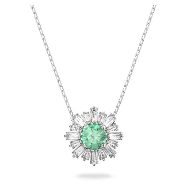 Swarovski Sunshine Neckalce with Pendant Green Rhodium plated  13 3 4 inch For Discount