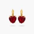 LES NEREIDES Garnet Red Diamantine Heart Stone Sleeper Earrings Online Hot Sale