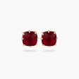 LES NEREIDES Garnet Red Diamantine Square Stone Post Earrings Online Hot Sale