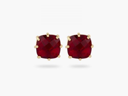 LES NEREIDES Garnet Red Diamantine Square Stone Post Earrings Online Hot Sale