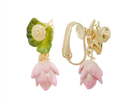 Les Nereides Lotus Flower And Water Lily Clip-On Earrings Discount