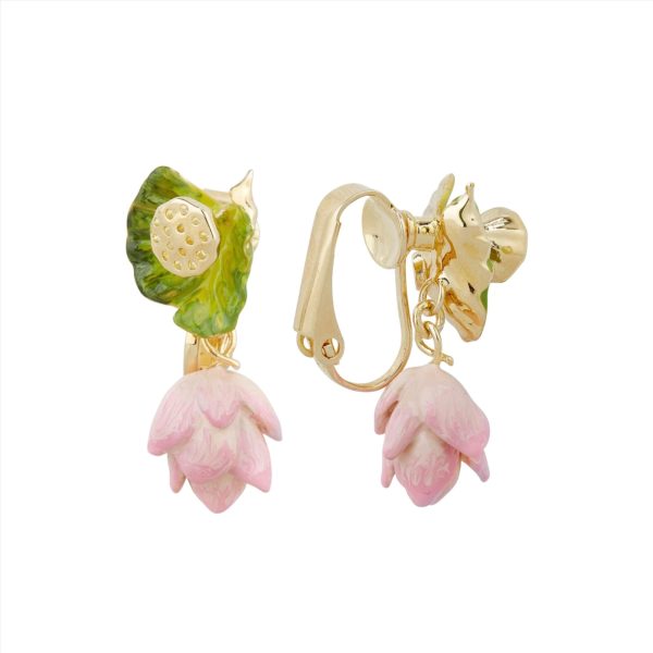 Les Nereides Lotus Flower And Water Lily Clip-On Earrings Discount