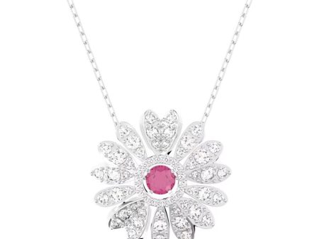 Swarovski Eternal Necklace with pendant Flower Pink Rhodium plated  50CM Online now