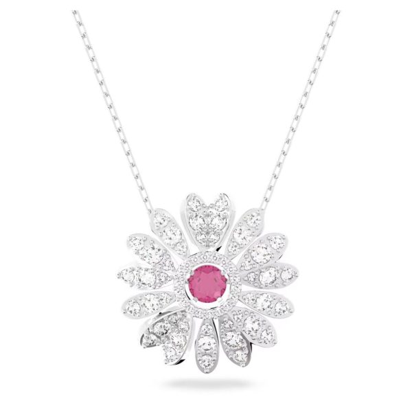 Swarovski Eternal Necklace with pendant Flower Pink Rhodium plated  50CM Online now