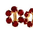 Les Nereides Garnet Red Diamantine 6 Stone Post Earrings Hot on Sale