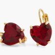 LES NEREIDES Garnet Red Diamantine Heart Stone Sleeper Earrings Online Hot Sale