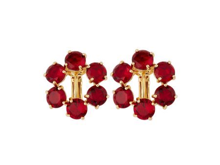 Les Nereides Garnet Red Diamantine 6 Stone Post Earrings Hot on Sale