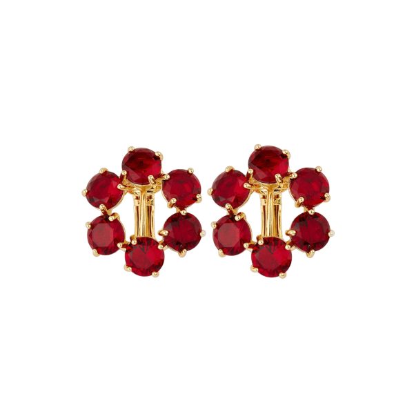 Les Nereides Garnet Red Diamantine 6 Stone Post Earrings Hot on Sale