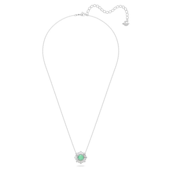 Swarovski Sunshine Neckalce with Pendant Green Rhodium plated  13 3 4 inch For Discount