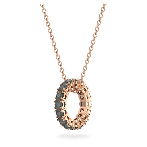 Swarovski Exalta Necklace with pendant Black Rose Gold-tone plated  16 1 2 x 18 1 2 INCHES Fashion