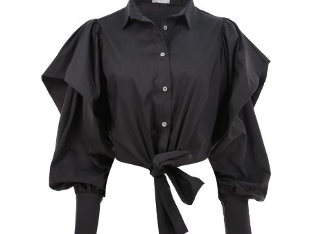 Balossa Women s Black Short Poplin Shirt Cheap