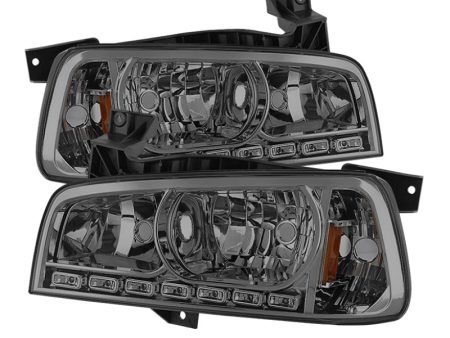 Xtune Dodge Charger 06-10 1Pc LED Crystal Headlights Smoke HD-ON-DCH05-1PC-LED-SM Online Sale