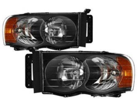 Xtune Dodge Ram 1500 02-05 Amber Crystal Headlights Black HD-JH-DR02-AM-BK on Sale