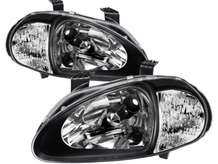 Xtune Honda Del Sol 93-97 1Pc Crystal Headlights Black HD-ON-HDEL93-1P-BK Discount