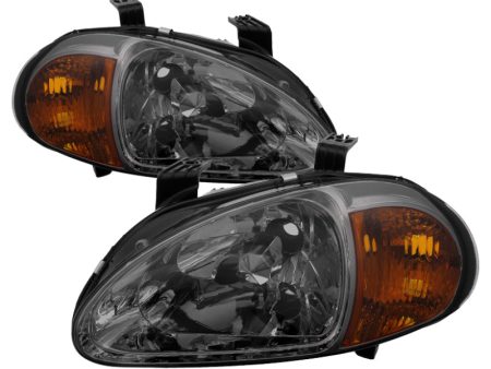 Xtune Honda Del Sol 93-97 1Pc Amber Crystal Headlights Smoke HD-ON-HDEL93-1P-AM-SM Sale