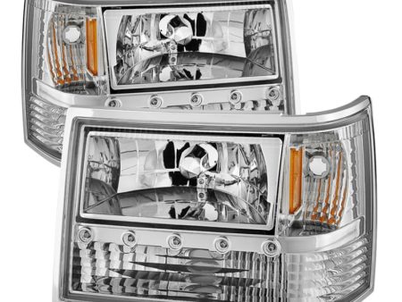 Xtune Jeep Grand Cherokee 93-98 1Pc Crystal Headlights Chrome HD-ON-JGC93-1PC-LED-C For Sale