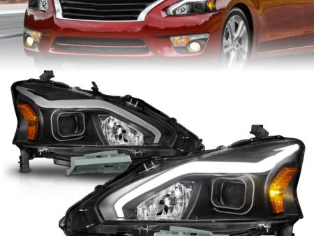 ANZO 13-15 Nissan Altima (w o Factory HID Bulbs) Projector Headlights - w  Light Bar Black Housing Hot on Sale