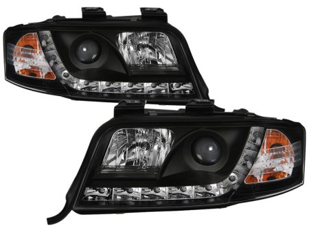 Spyder Audi A6 02-04 Projector Headlights Halogen Model Only - DRL Black PRO-YD-ADA601-DRL-BK Online Sale