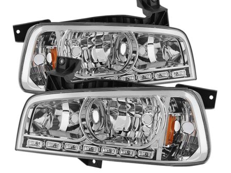 Xtune Dodge Charger 06-10 1Pc LED Crystal Headlights Chrome HD-ON-DCH05-1PC-LED-C Supply