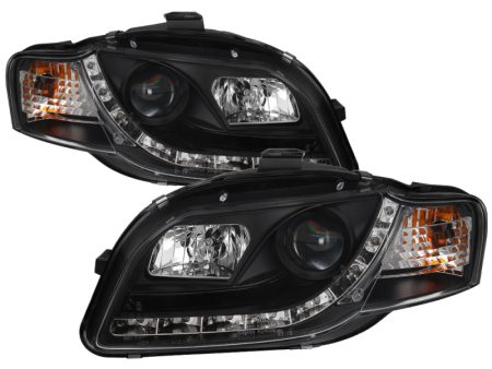 Spyder Audi A4 06-08 Projector Headlights Halogen Model Only - DRL Black PRO-YD-AA405-DRL-BK For Discount