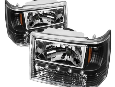 Xtune Jeep Grand Cherokee 93-98 1Pc Crystal Headlights Black HD-ON-JGC93-1PC-LED-BK Discount