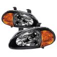 Xtune Honda Del Sol 93-97 1Pc Amber Crystal Headlights Black HD-ON-HDEL93-1P-AM-BK For Discount